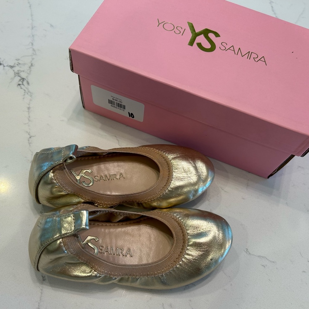 Yosi Samra -Miss Samara Gold Metallic Ballet Flats
